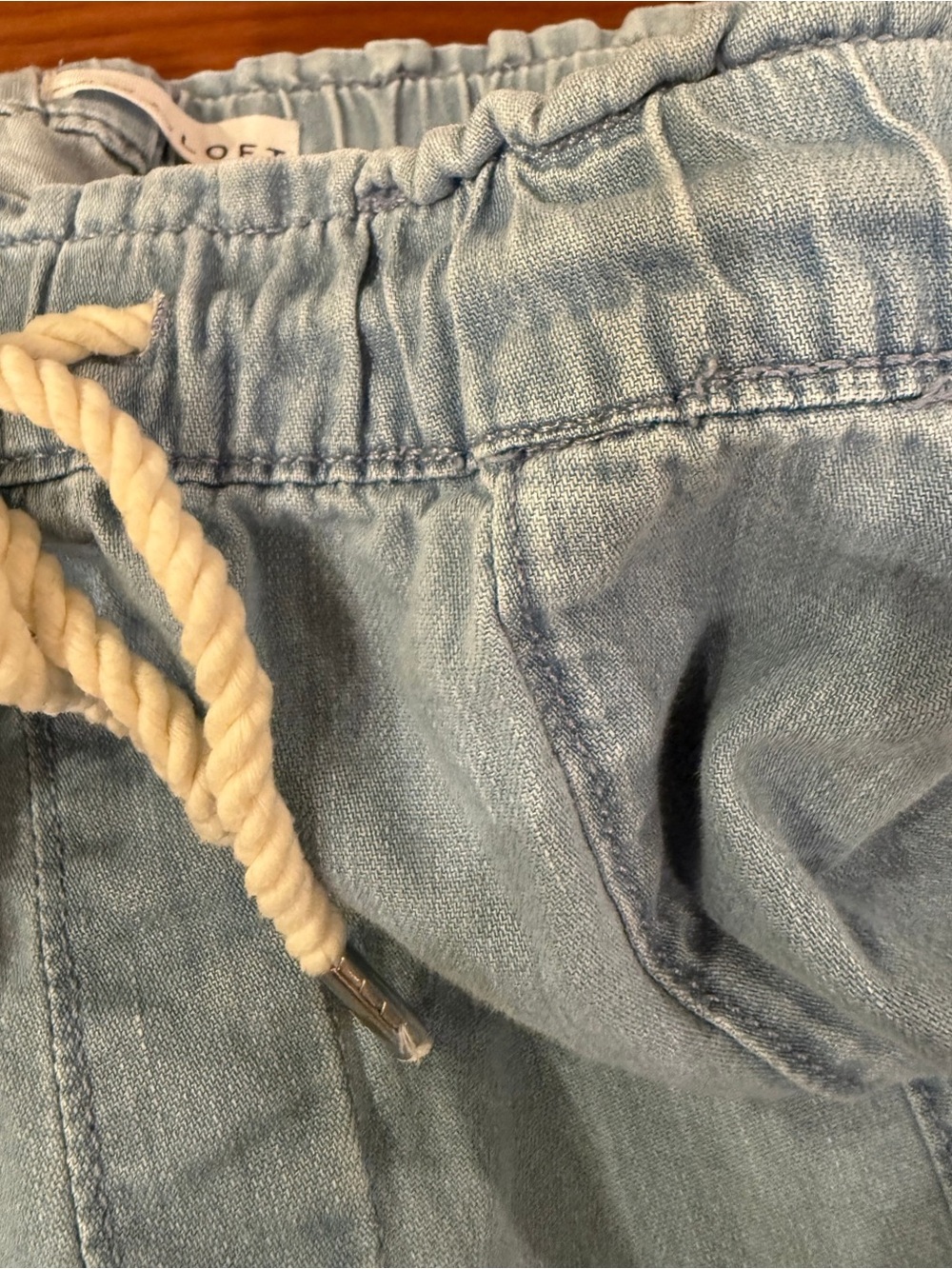 LOFT Wide Leg Chambray Pants XL Drawstring Pull On - Picture 7 of 8